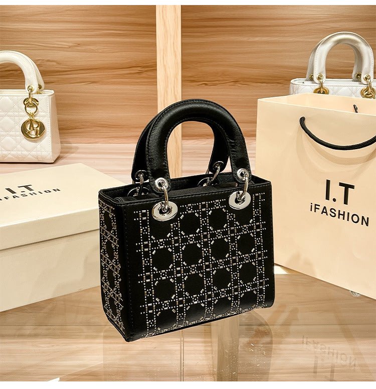 Hot diamond heavy industry high - end satin Princess Diana bag(MAC220) - Mariam's Collection