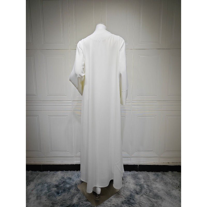 Ice Silk Crinkle Fabric Embroidered V - Neck Abaya(MOA234) - Mariam's Collection