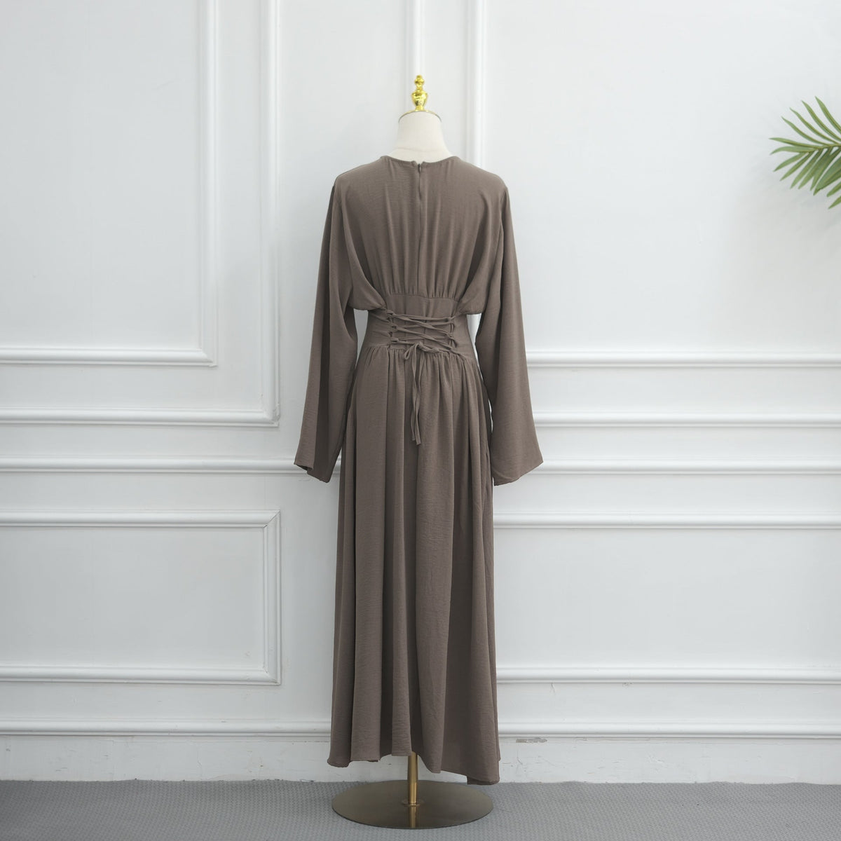 Floor-length hem sweep of ice silk crinkle maxi