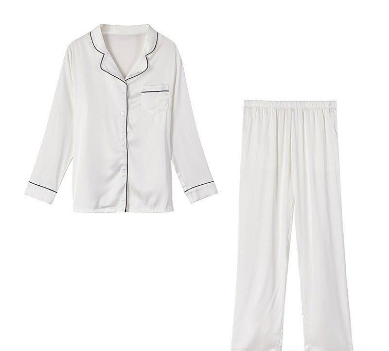 Ice Silk Women's Long Sleeve Pajama Soft & Comfortable Two - Piece Set(MS084) - Mariam's Collection