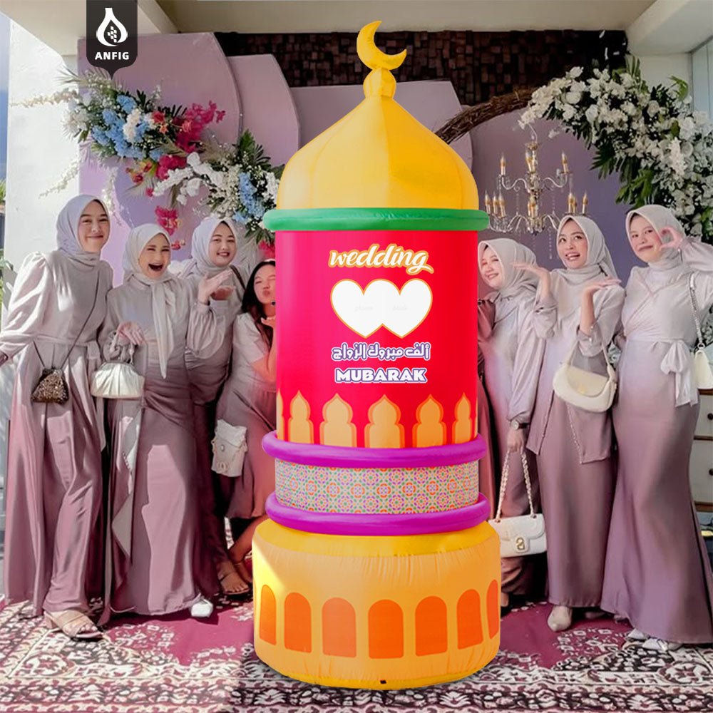 Inflatable 7.5FT Mabrook Al - Iftitah Mosque Decor with LED Lights – Ramadan & Eid Yard Decoration for Outdoor, Lawn, Garden, Party, Store Opening (MAC237) - Mariam's Collection