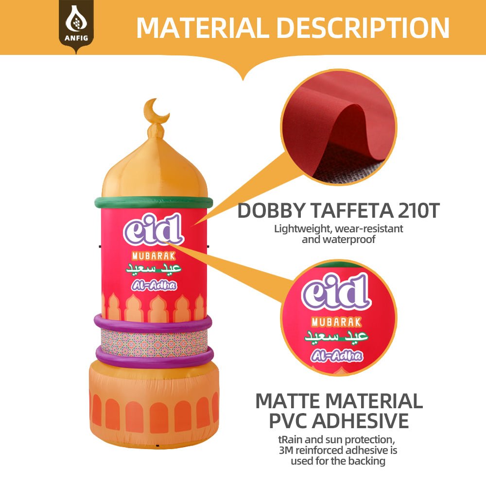 Inflatable 7.5FT Mabrook Al - Iftitah Mosque Decor with LED Lights – Ramadan & Eid Yard Decoration for Outdoor, Lawn, Garden, Party, Store Opening (MAC237) - Mariam's Collection