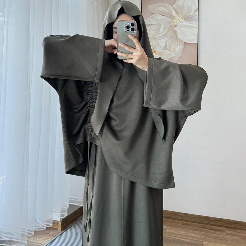 Integrated Hijab Hoodie & Maxi Skirt Set(MS194) - Mariam's Collection
