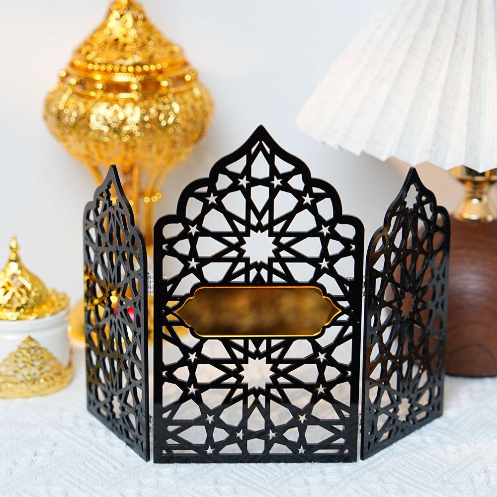 Islamic Acrylic Folding Screen Hollow Pattern Desktop Decor (MAC402) - Mariam's Collection