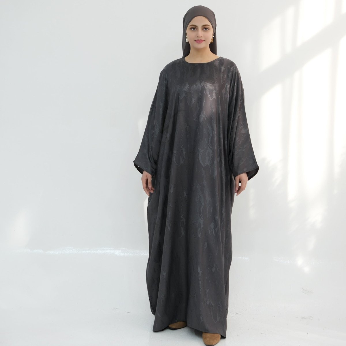 Jacquard Batwing Maxi Abaya(MA447) - Mariam's Collection