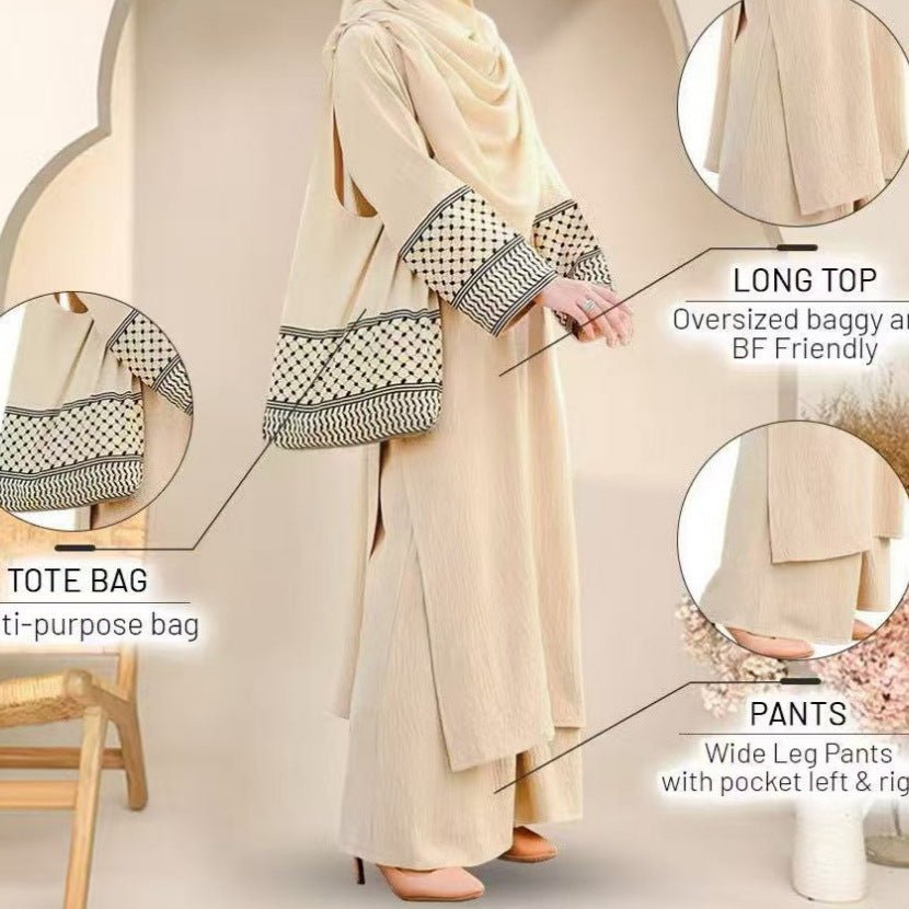 Keffiyeh-Cuff Three-Piece Set(MS495) - Mariam's Collection