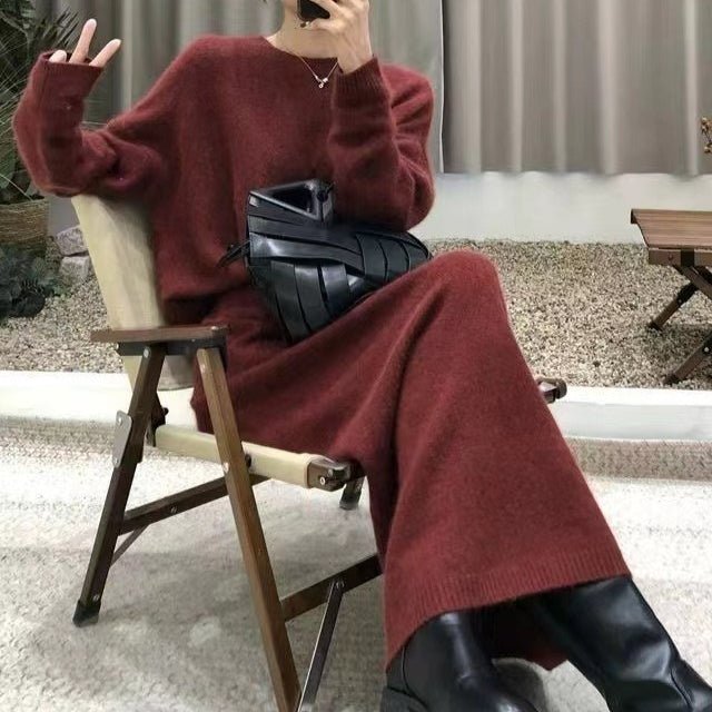 Knit Sweater & Straight Skirt Set | Autumn Winter Two - Piece Outfit(MS161) - Mariam's Collection