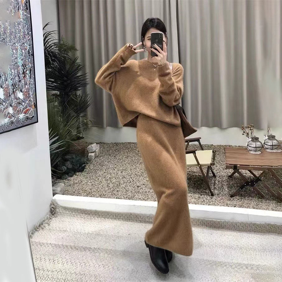 Knit Sweater & Straight Skirt Set | Autumn Winter Two - Piece Outfit(MS161) - Mariam's Collection