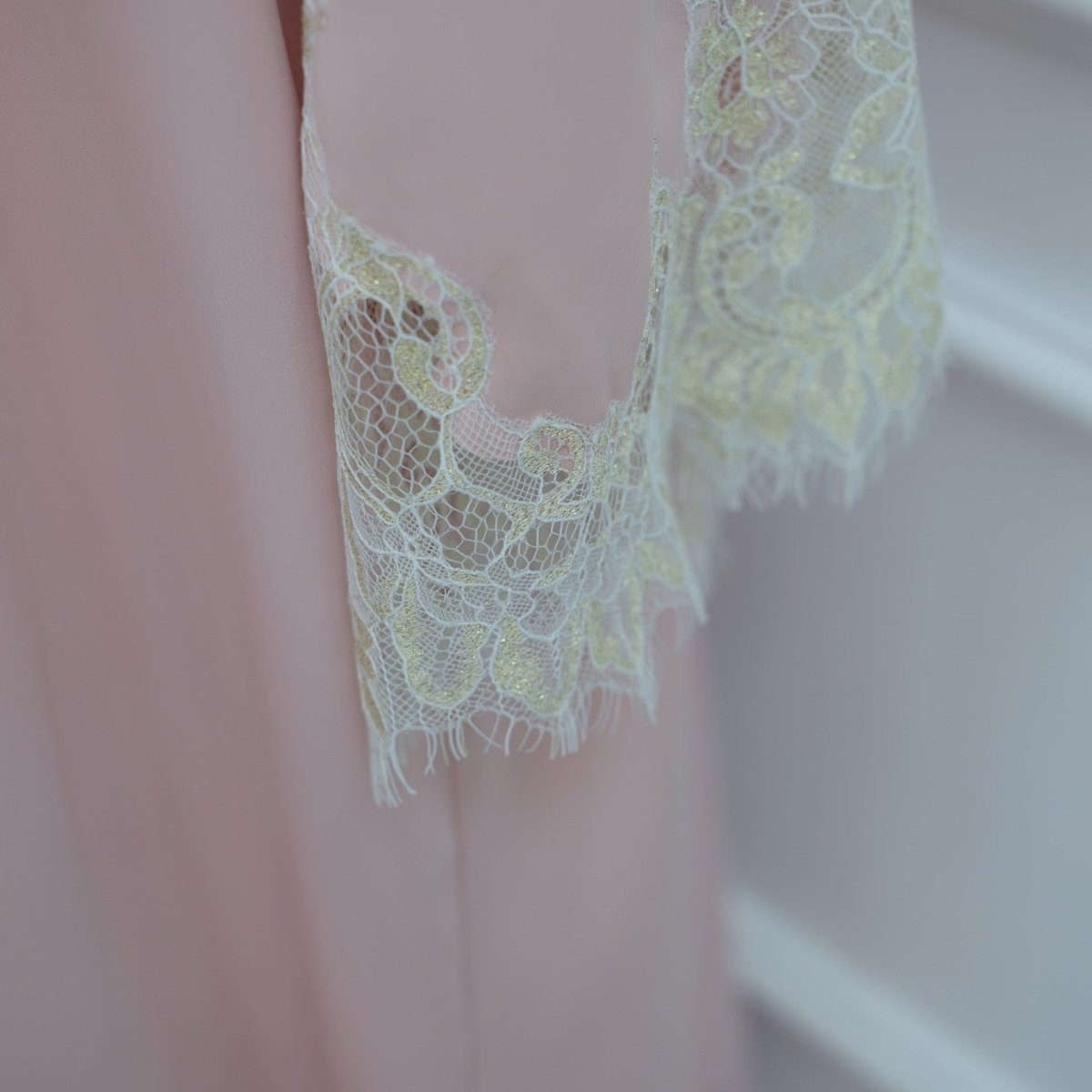 Lace-Panel Flared-Sleeve Open Abaya with Pockets(MOA332) - Mariam's Collection