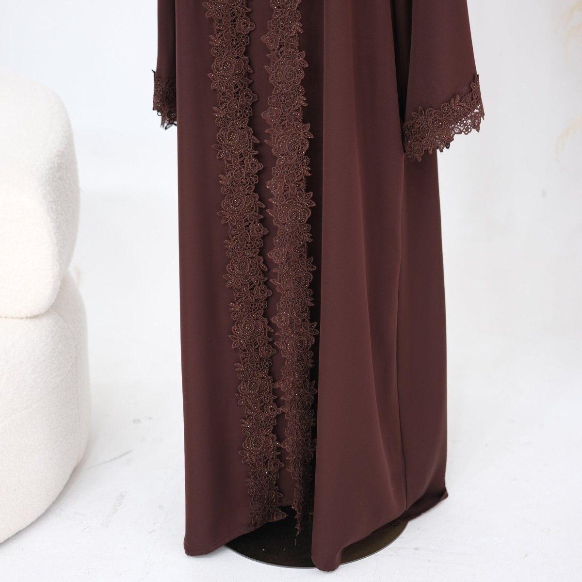 Lace-Trim Nida 3-Piece Abaya Set(MOA330) - Mariam's Collection