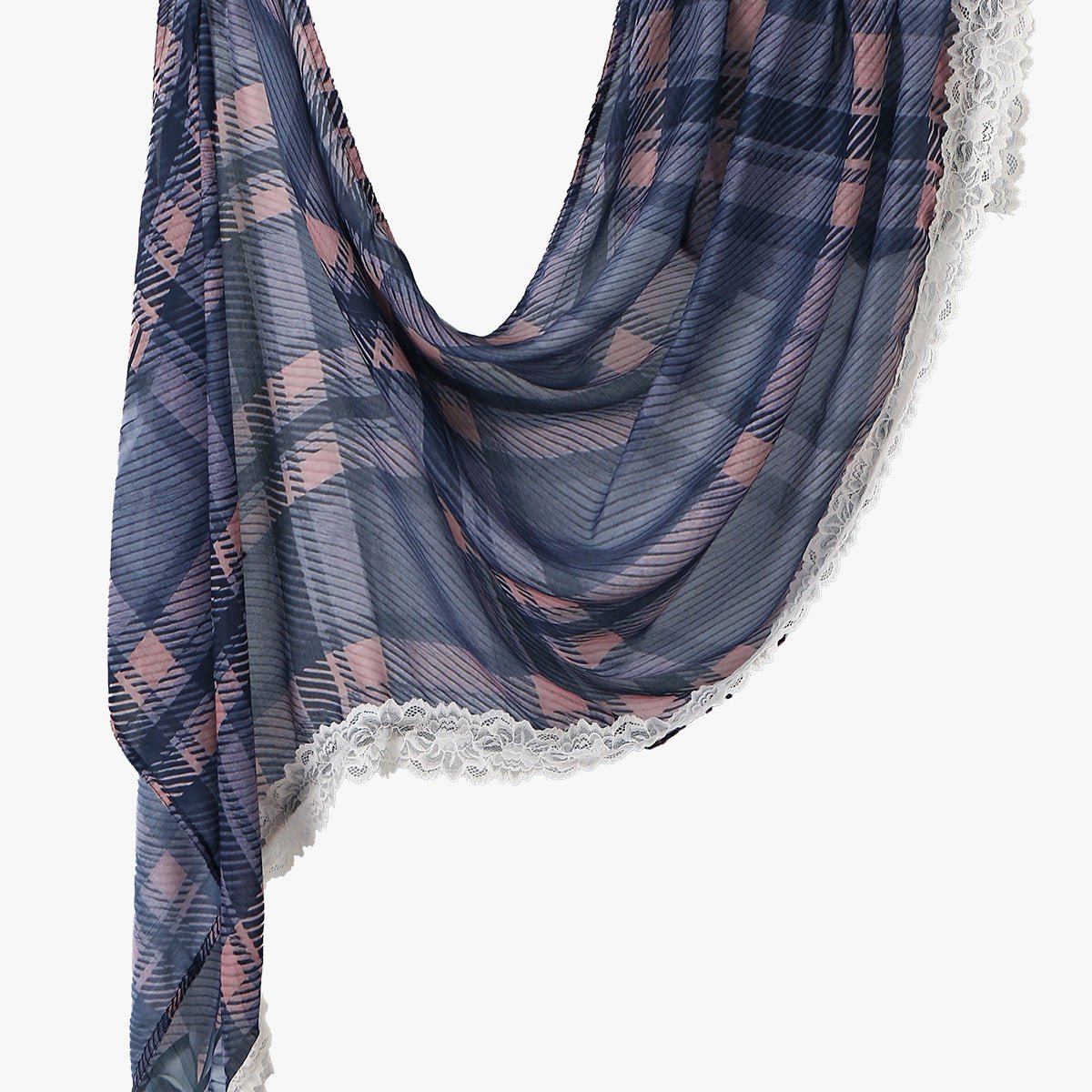Lace Trim Print Hijab Shawl(MH224) - Mariam's Collection