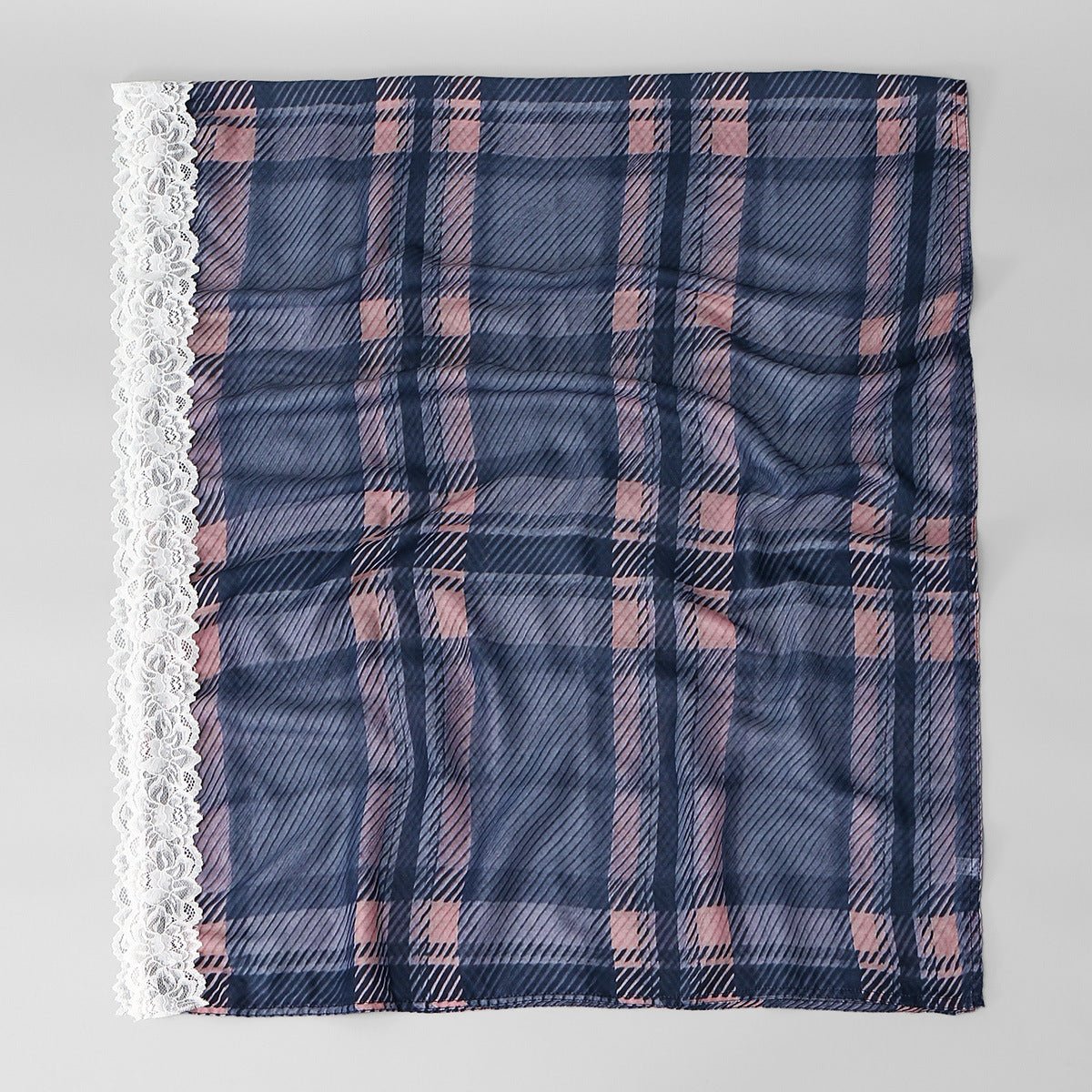 Lace Trim Print Hijab Shawl(MH224) - Mariam's Collection