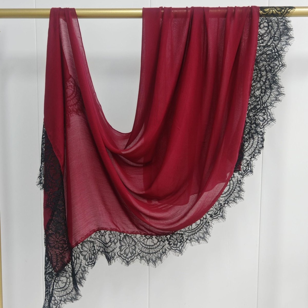 Lace Trim Rayon Hijab Scarf(MH211) - Mariam's Collection