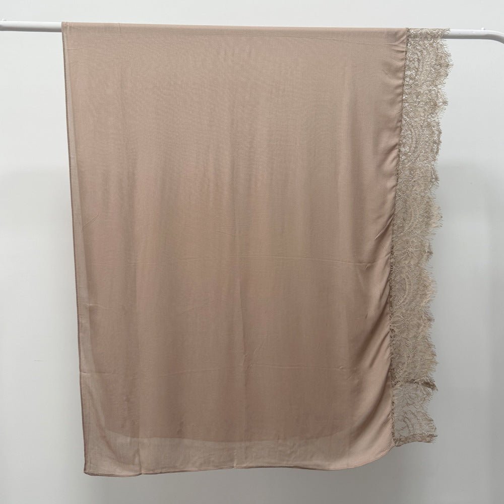 Lace Trim Rayon Hijab Scarf(MH211) - Mariam's Collection