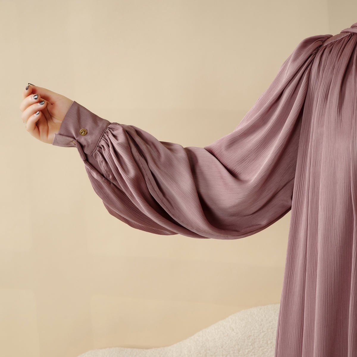 Lantern Sleeve Abaya, 4 - Piece Set Large Pleated Sleeves Abaya (MOA084) - Mariam's Collection