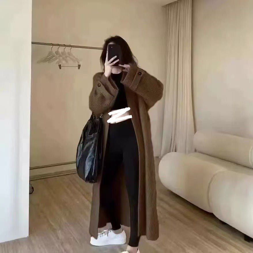 Lazy Style Long Knit Cardigan | Oversized Thick Sweater Coat(MS142) - Mariam's Collection