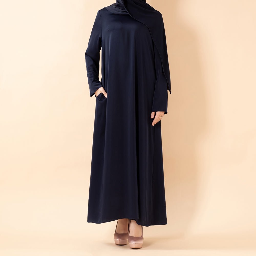 Leaf Embellishment Satin 3 - Piece Abaya Set for Eid (MOA244) - Mariam's Collection