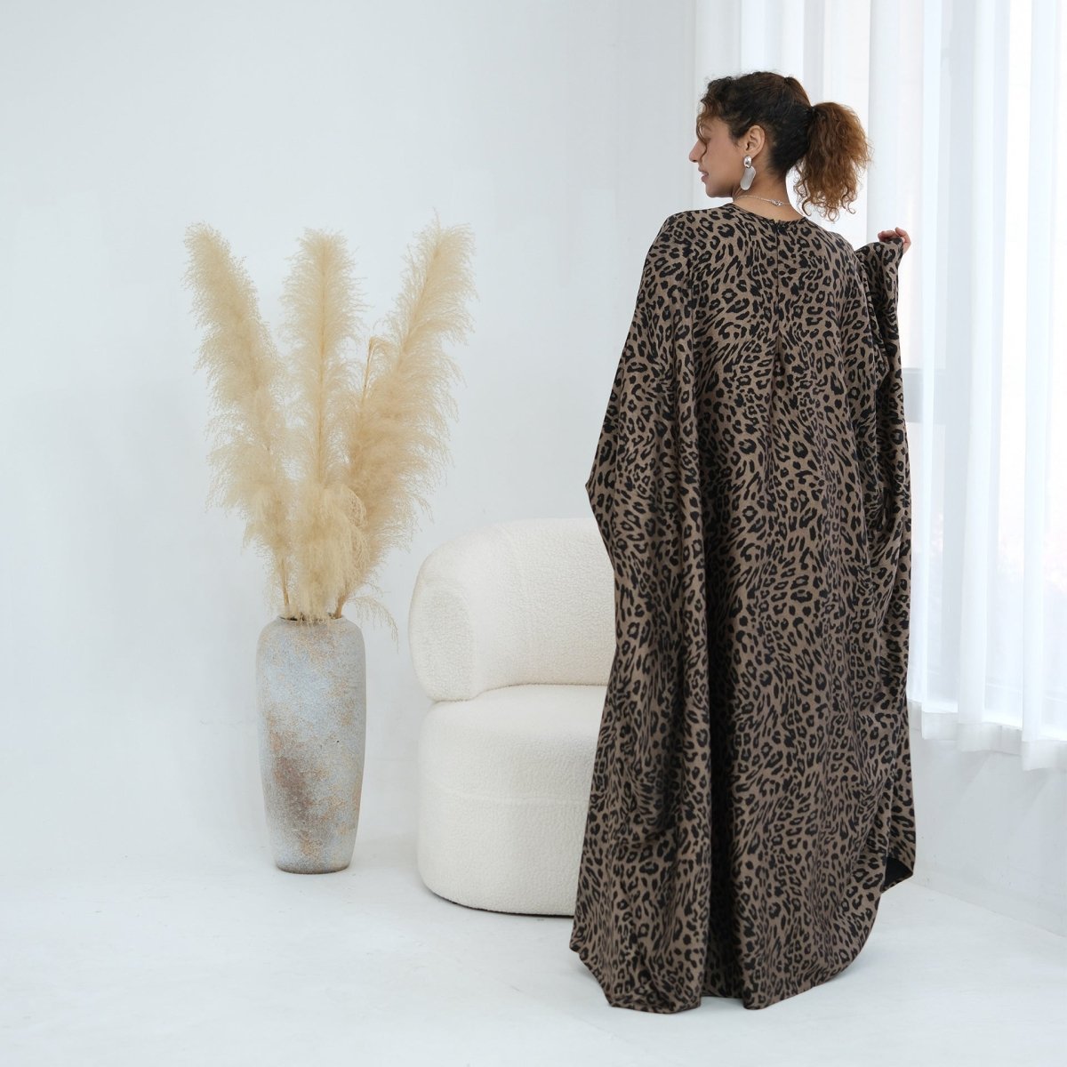 Leopard Print Batwing Maxi Dress(MA447) - Mariam's Collection