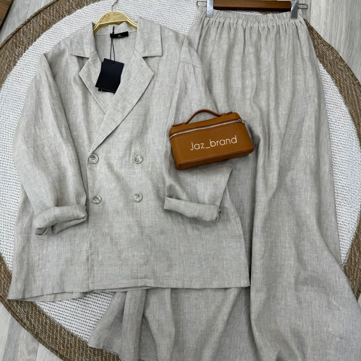Linen-Look Shirt & Maxi Skirt Set(MS558) - Mariam's Collection