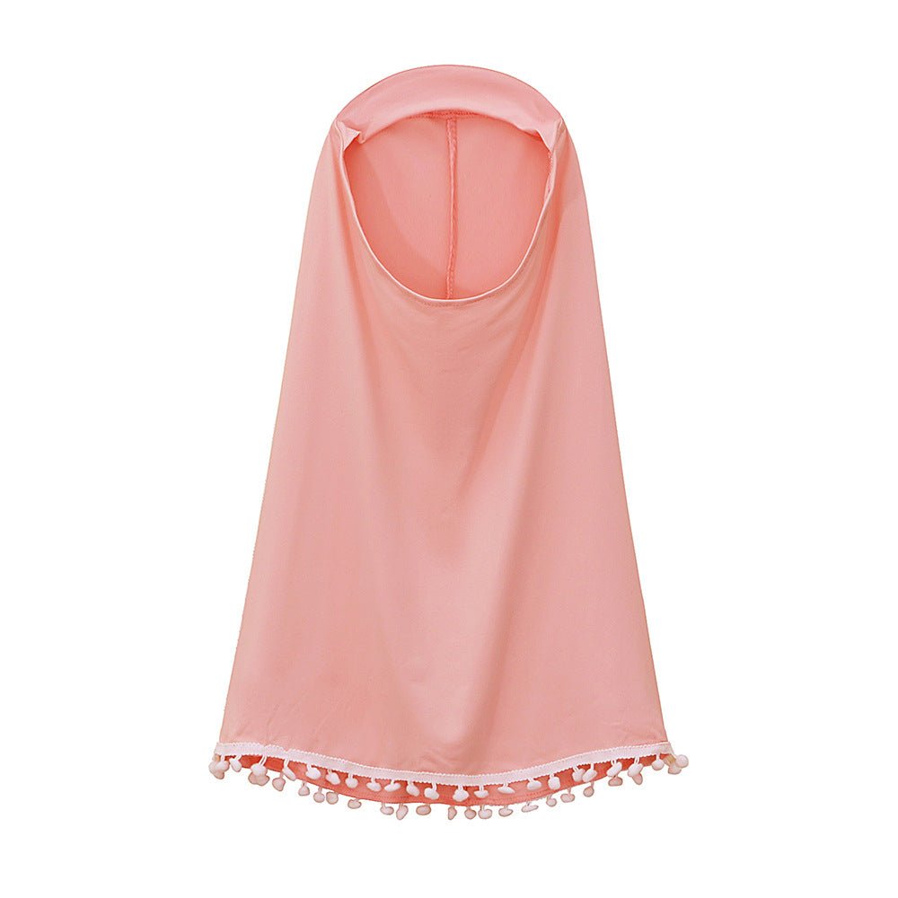 Little Muslimah Girls Dress & Hijab Set with Pom - Pom Trim (MKG028) - Mariam's Collection