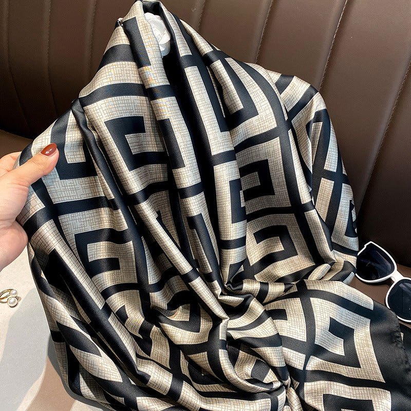 Long - Length Printed Satin Elegance Hijab (MH173) - Mariam's Collection