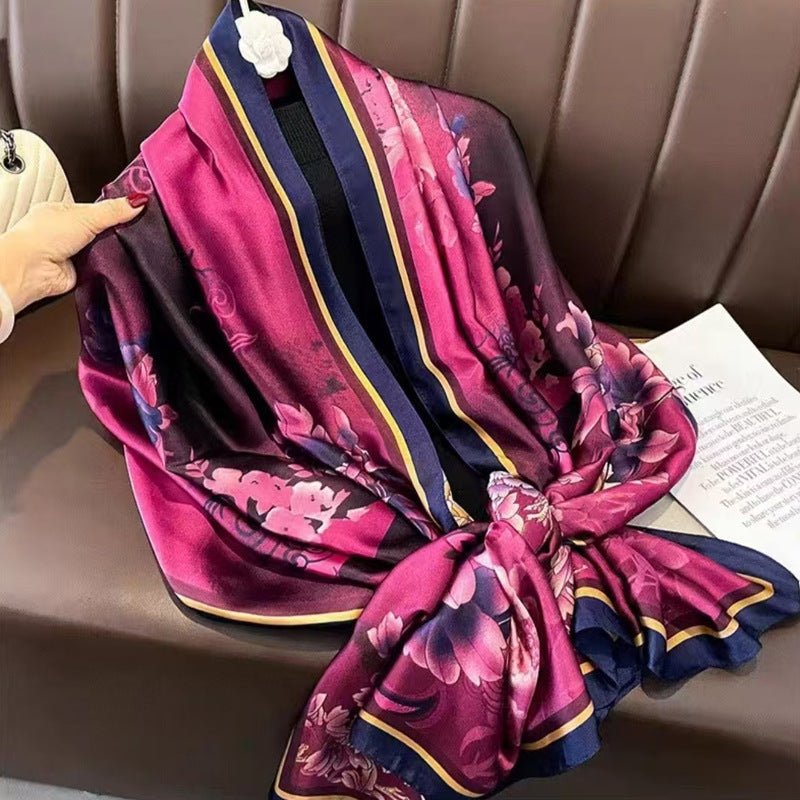 Long - Length Printed Satin Elegance Hijab (MH173) - Mariam's Collection