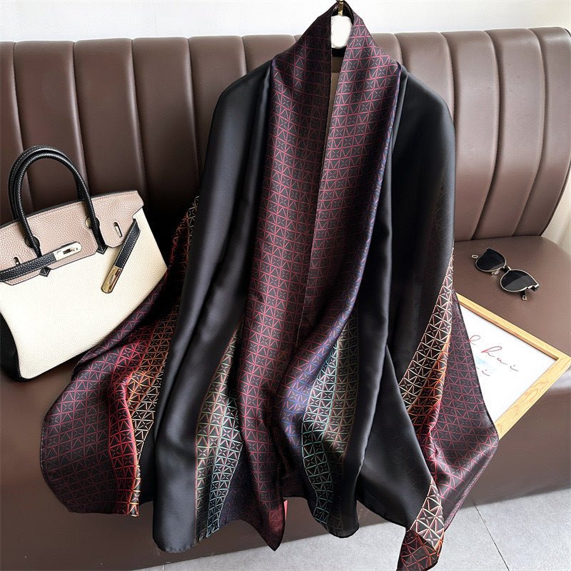 Long - Length Printed Satin Elegance Hijab (MH173) - Mariam's Collection