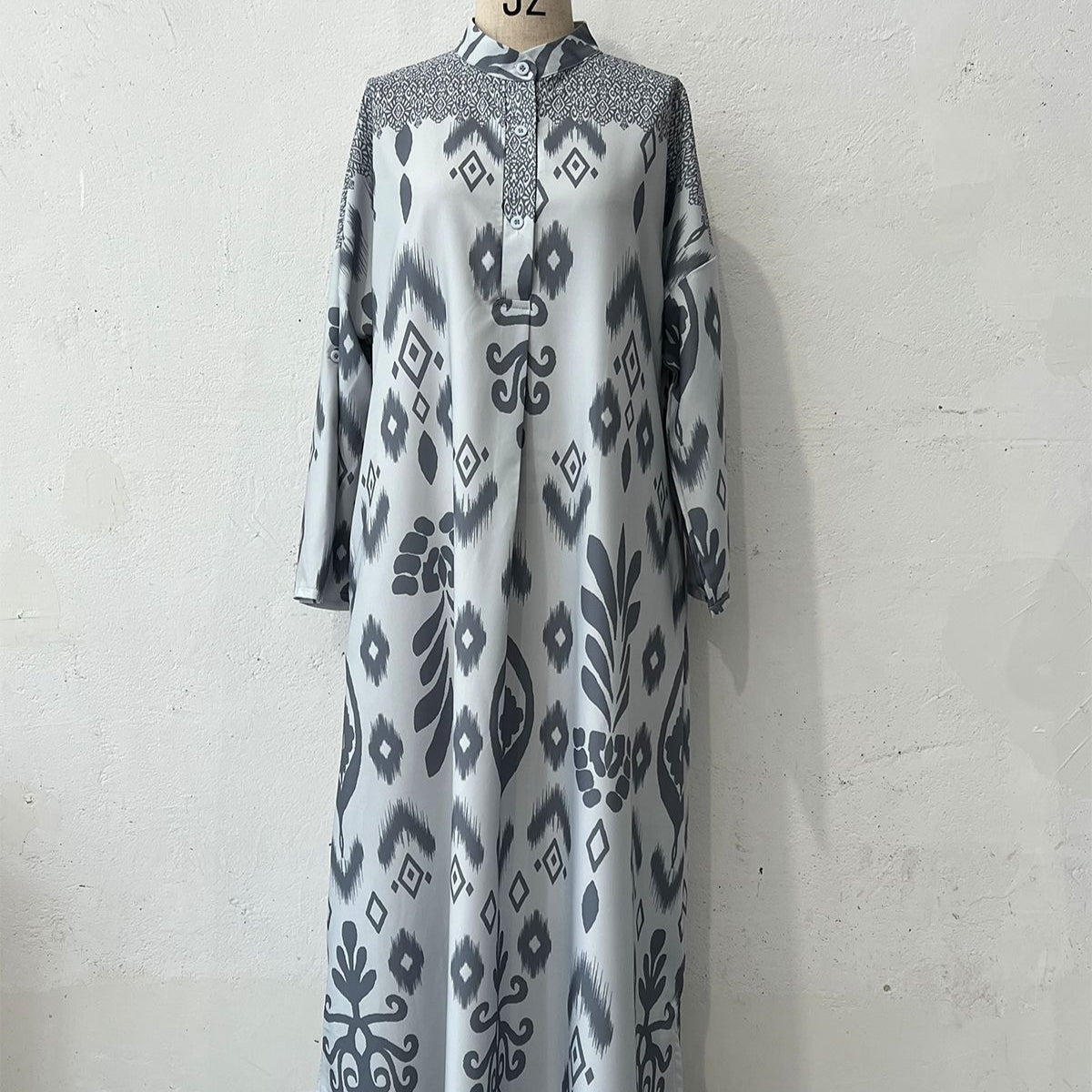 Long Sleeve Modest Maxi Dress | Elegant Ethnic Pattern Kaftan(MA379) - Mariam's Collection