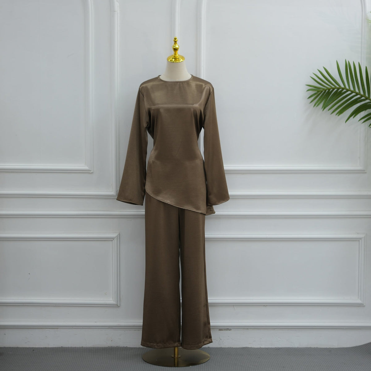 Seven colourways of satin-feel co-ord trouser set