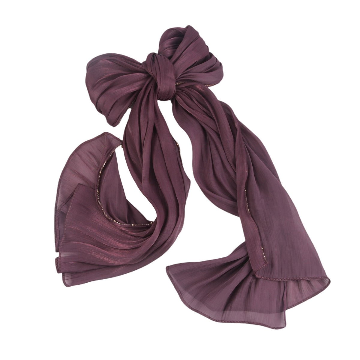 Lustrous Thread Hijab with Satin & Crinkle Texture, Featuring Metal Chain (MH142) - Mariam's Collection