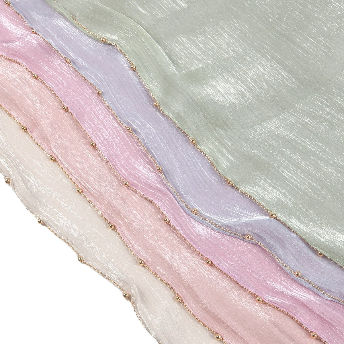 Lustrous Thread Hijab with Satin & Crinkle Texture, Featuring Metal Chain (MH142) - Mariam's Collection