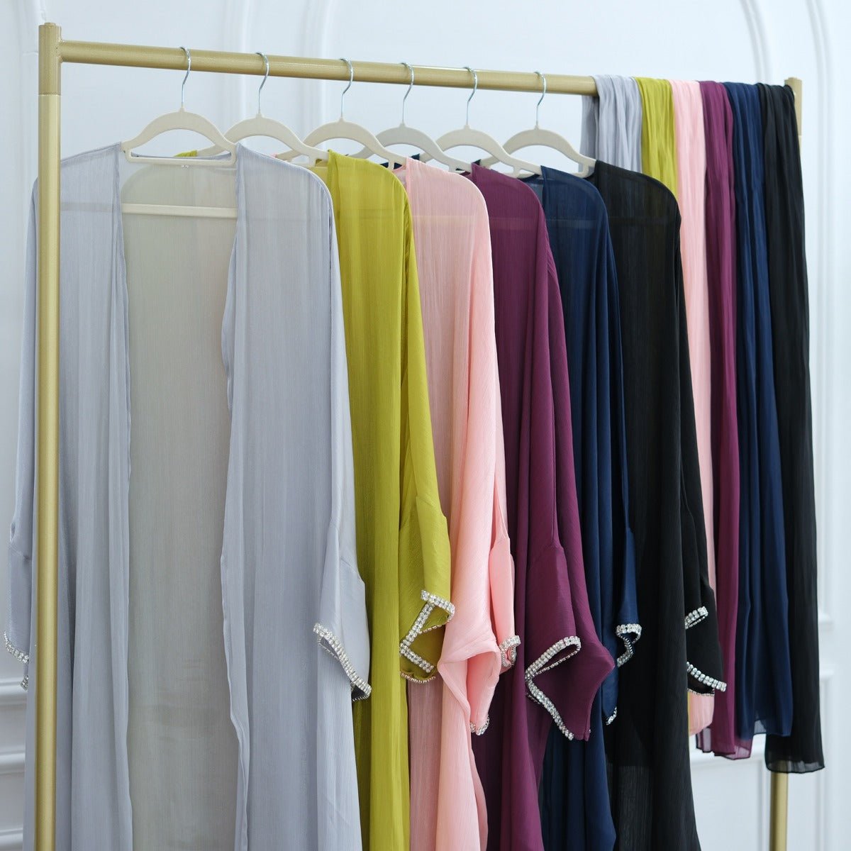 Luxe Beaded Cardigan Abaya | Modest Luxury Evening Wear Beading - Embellished Robes (MOA195) - Mariam's Collection