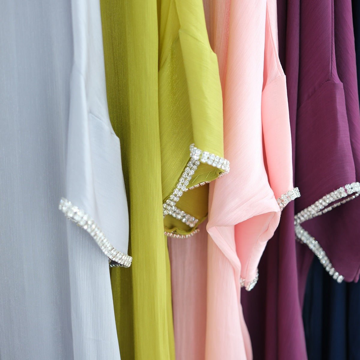 Luxe Beaded Cardigan Abaya | Modest Luxury Evening Wear Beading - Embellished Robes (MOA195) - Mariam's Collection