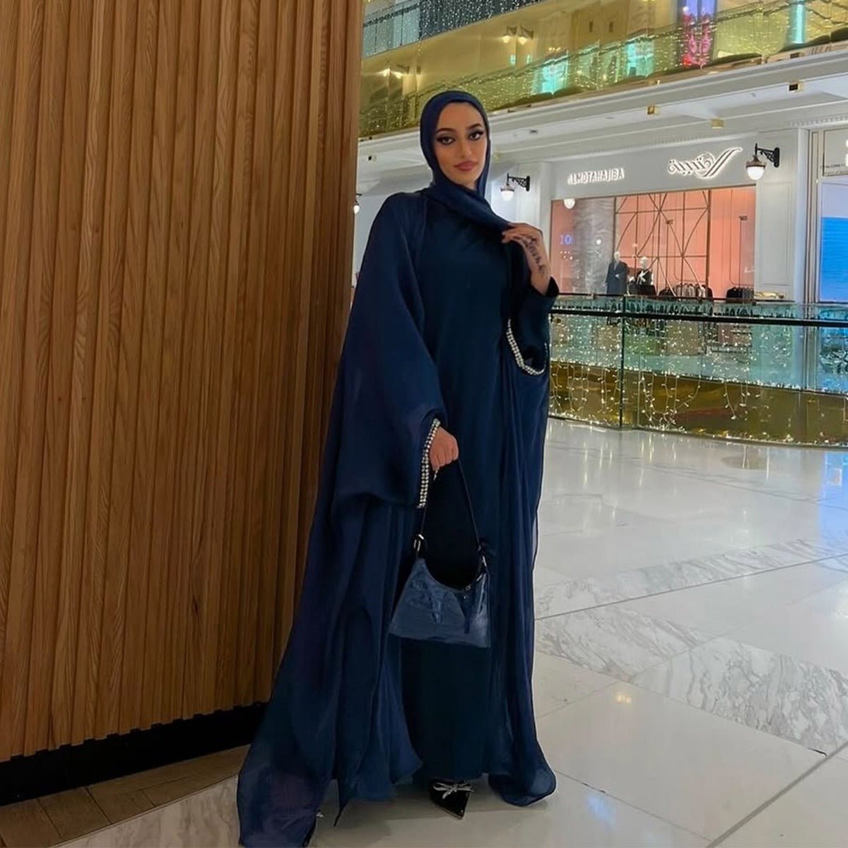 Luxe Beaded Cardigan Abaya | Modest Luxury Evening Wear Beading - Embellished Robes (MOA195) - Mariam's Collection