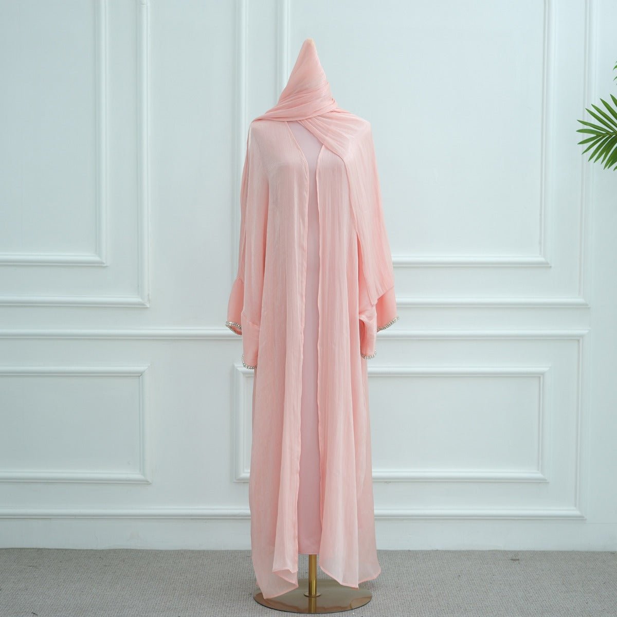 Luxe Beaded Cardigan Abaya | Modest Luxury Evening Wear Beading - Embellished Robes (MOA195) - Mariam's Collection