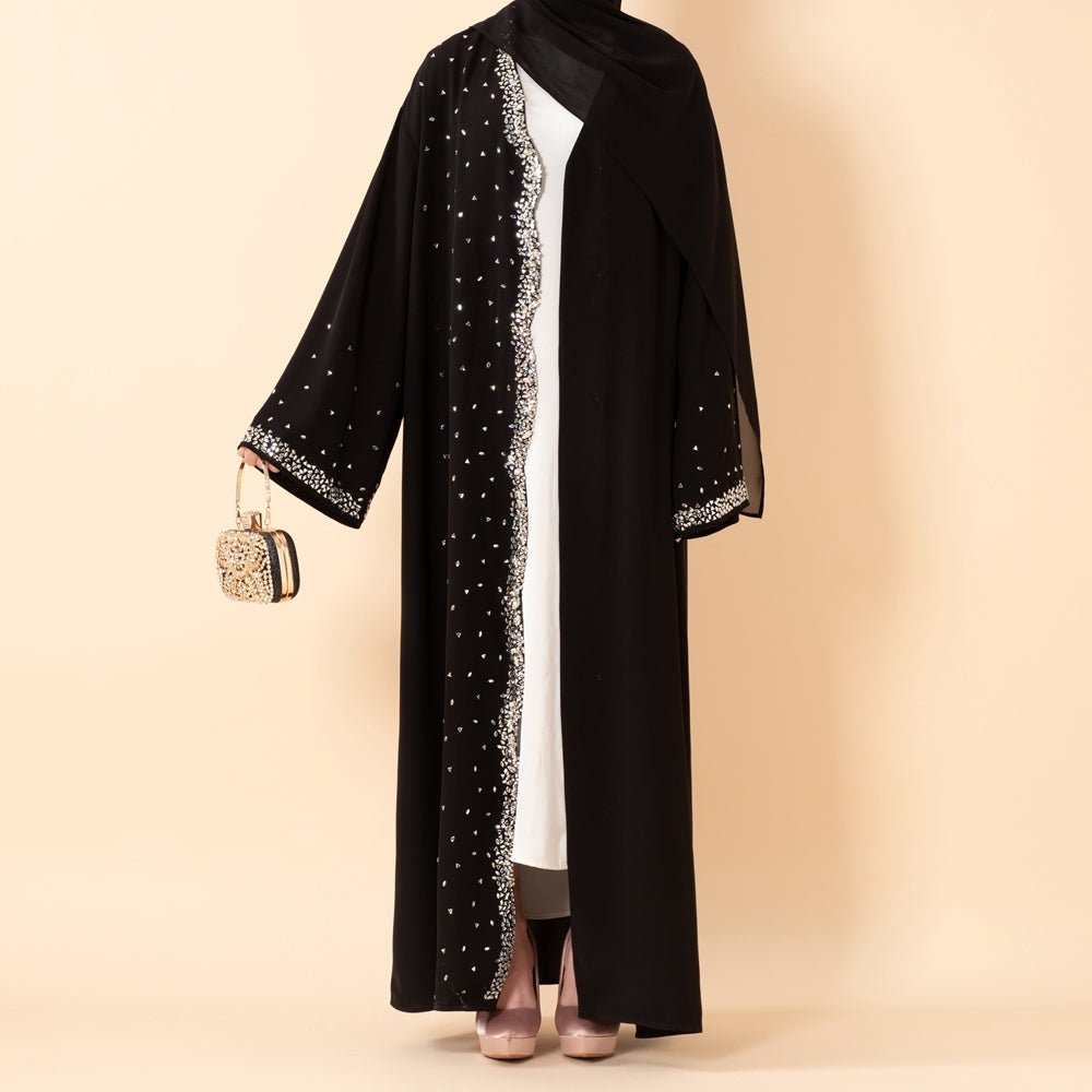 Luxury Black Starry Diamond Abaya (MOA240) - Mariam's Collection