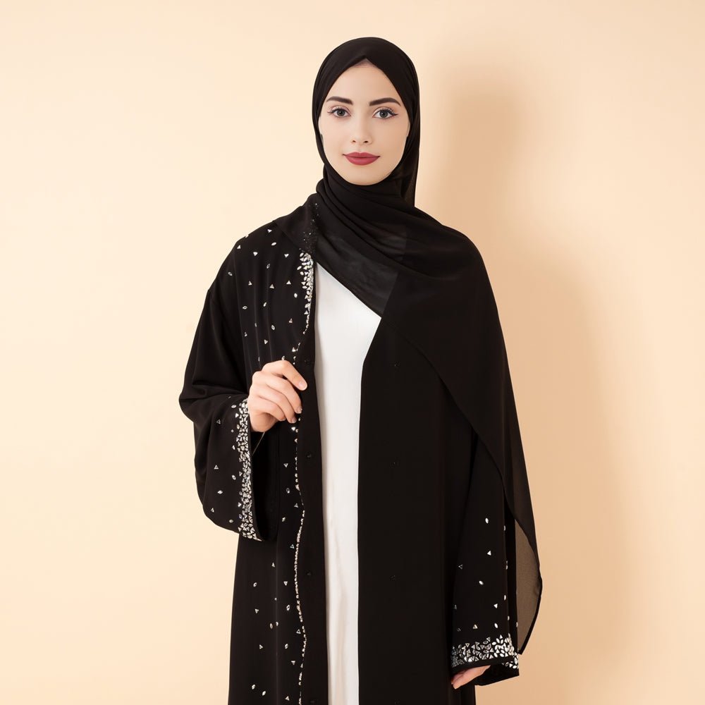 Luxury Black Starry Diamond Abaya (MOA240) - Mariam's Collection