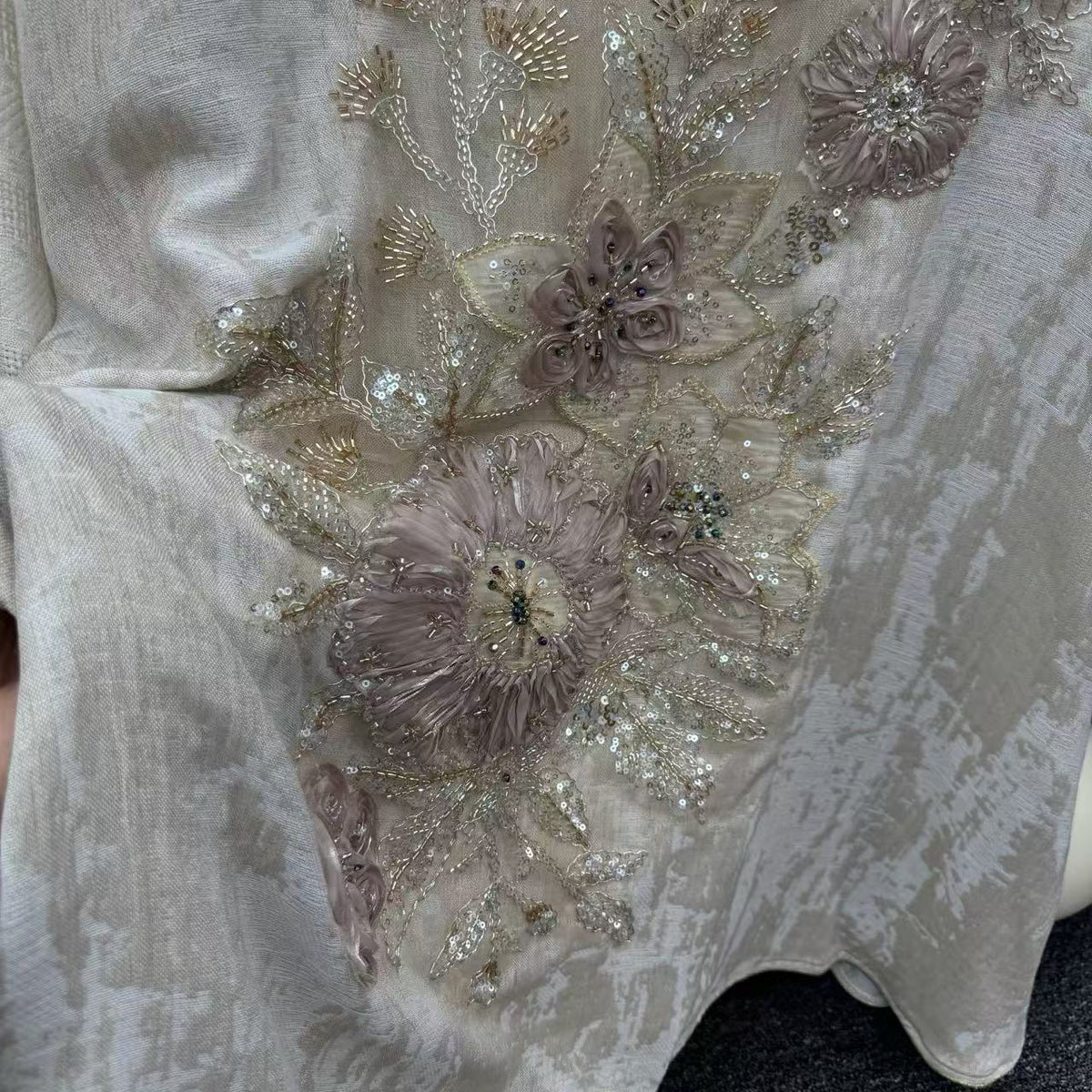 Luxury Embroidered Beaded Abaya | 3D Floral Sequin Evening Gown(MA477) - Mariam's Collection