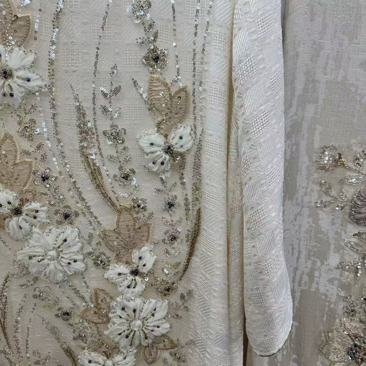 Luxury Embroidered Beaded Abaya | 3D Floral Sequin Evening Gown(MA477) - Mariam's Collection