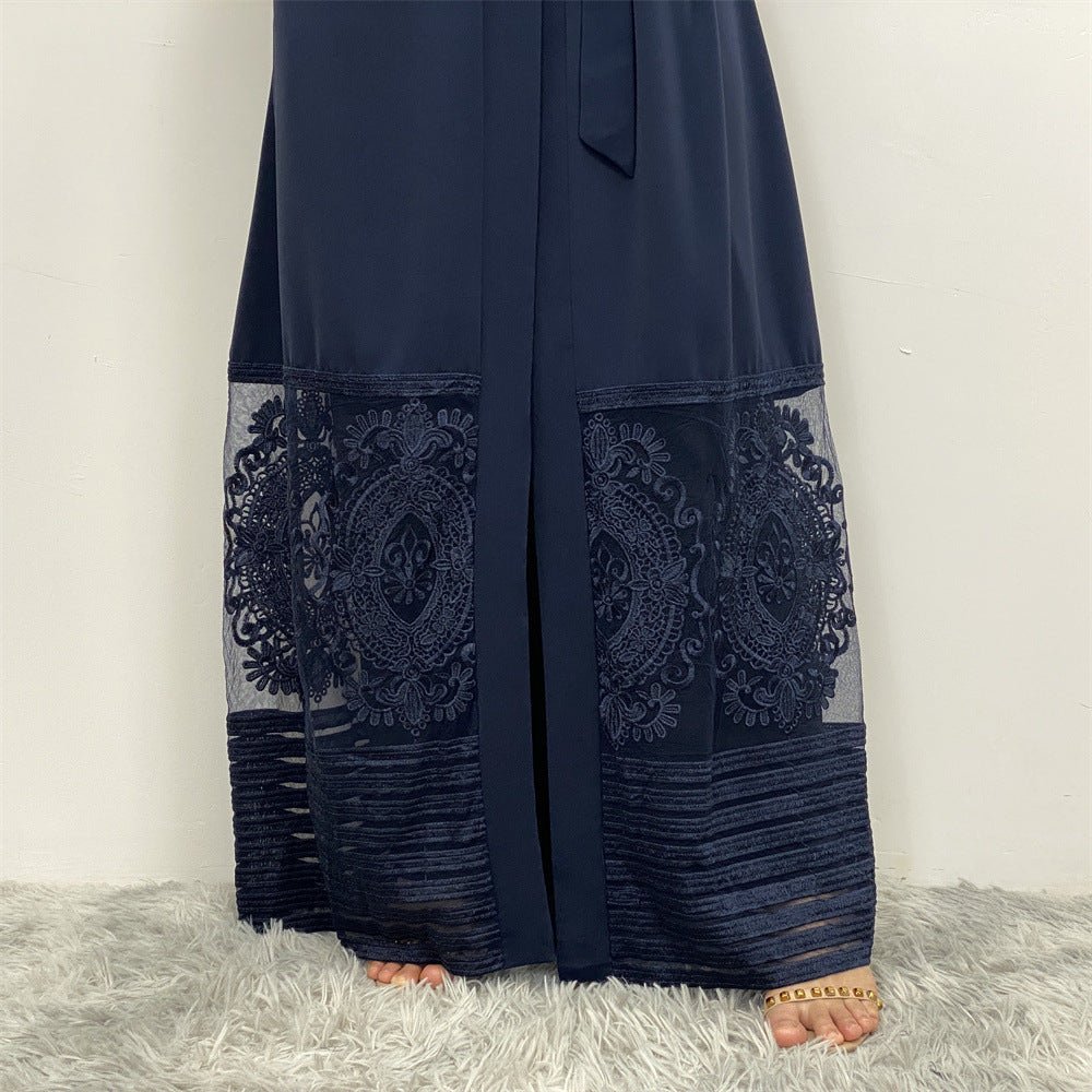 Luxury Embroidered Mesh Cardigan Abaya Dress. (MOA161) - Mariam's Collection