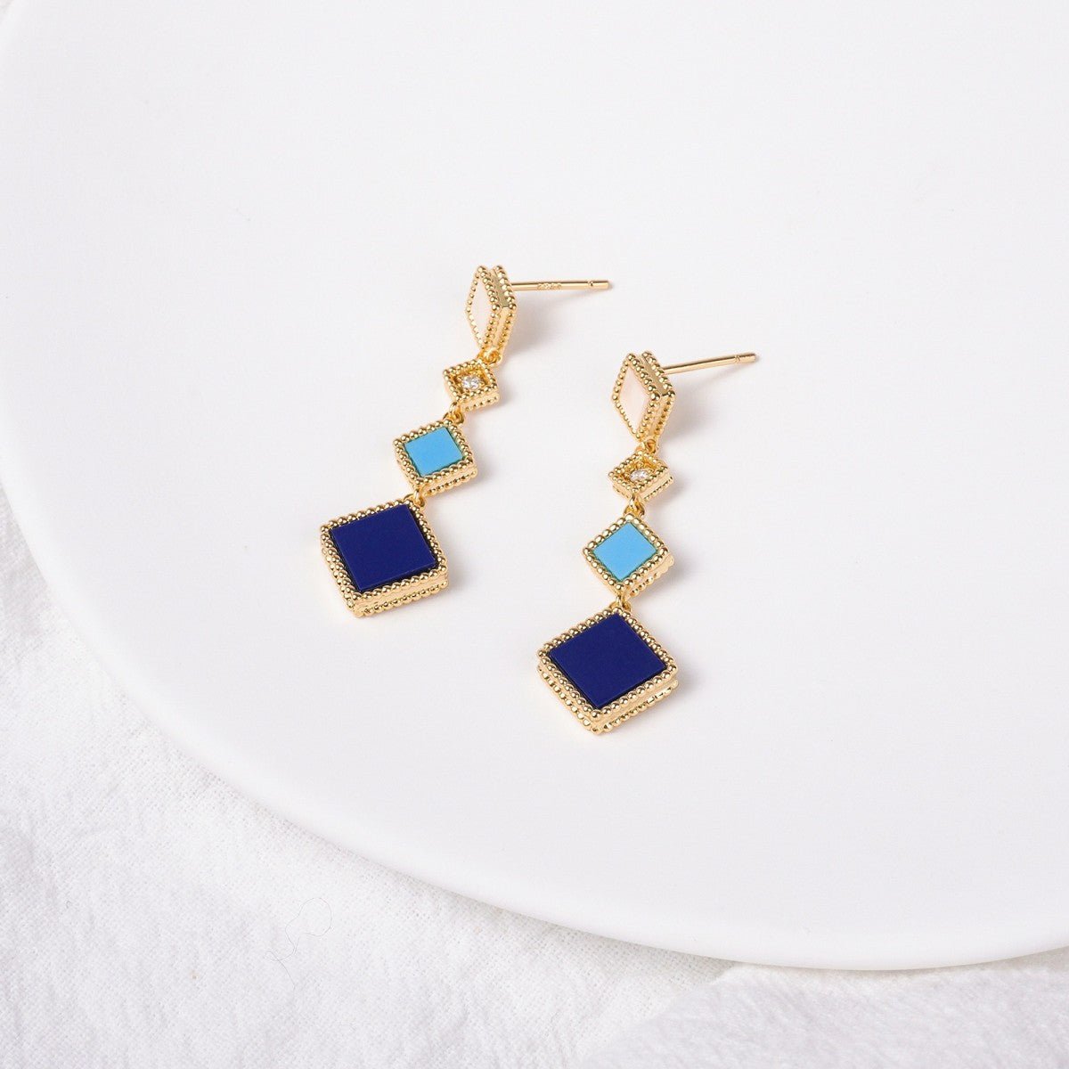 Luxury Islamic Accessories Geometric Gemstone Jewelry 4 - Piece Set – Necklace, Ring, Earrings & Bracelet(MAC253) - Mariam's Collection