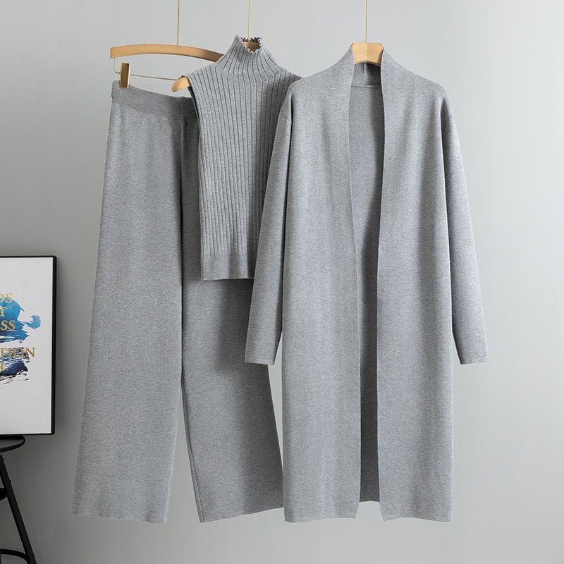 Luxury Knit Oversized Shawl Cardigan Three - Piece Set. (MS090) - Mariam's Collection