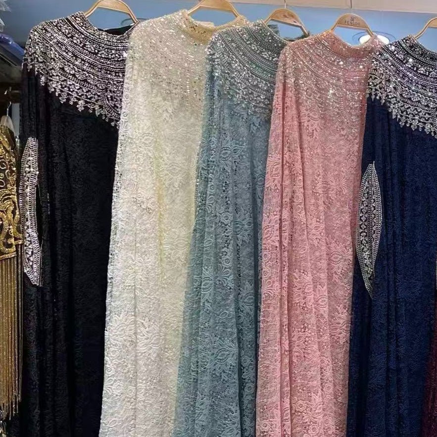 Luxury Lace Beaded Abaya Dress | Wedding & Nikah Occasion Gown (MA470) - Mariam's Collection