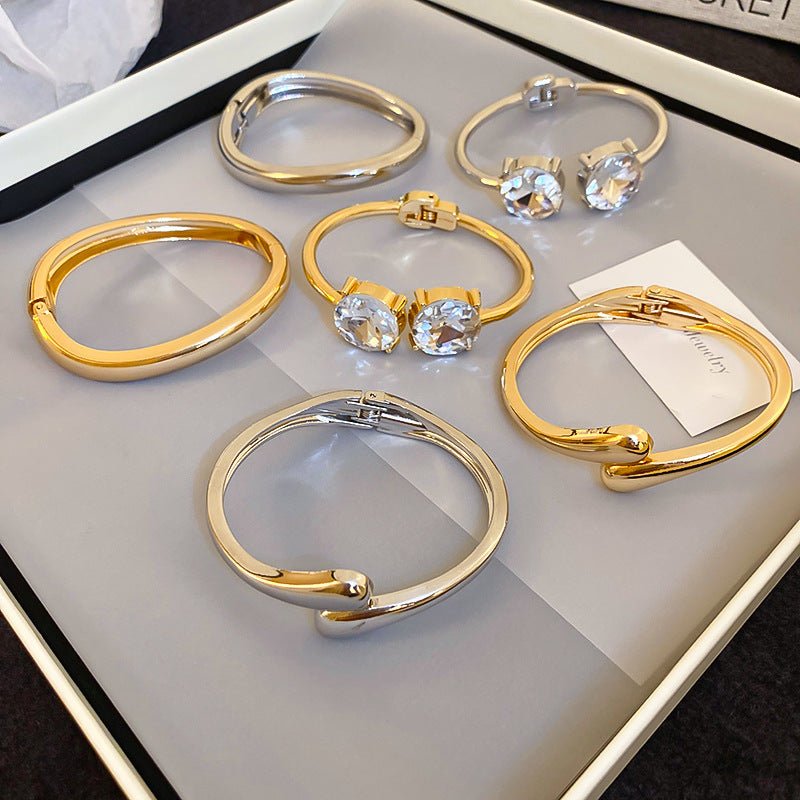 Luxury Minimalist Glossy High - grade Shiny Bracelets - Simple Temperament Cold - Tone Bangles (MAC242) - Mariam's Collection