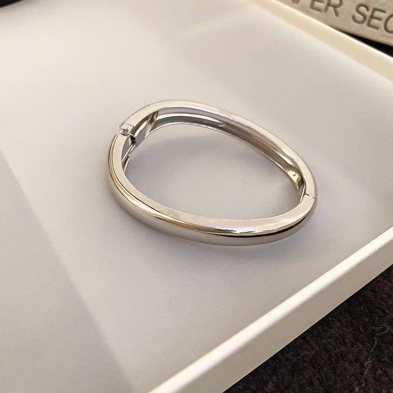 Luxury Minimalist Glossy High - grade Shiny Bracelets - Simple Temperament Cold - Tone Bangles (MAC242) - Mariam's Collection