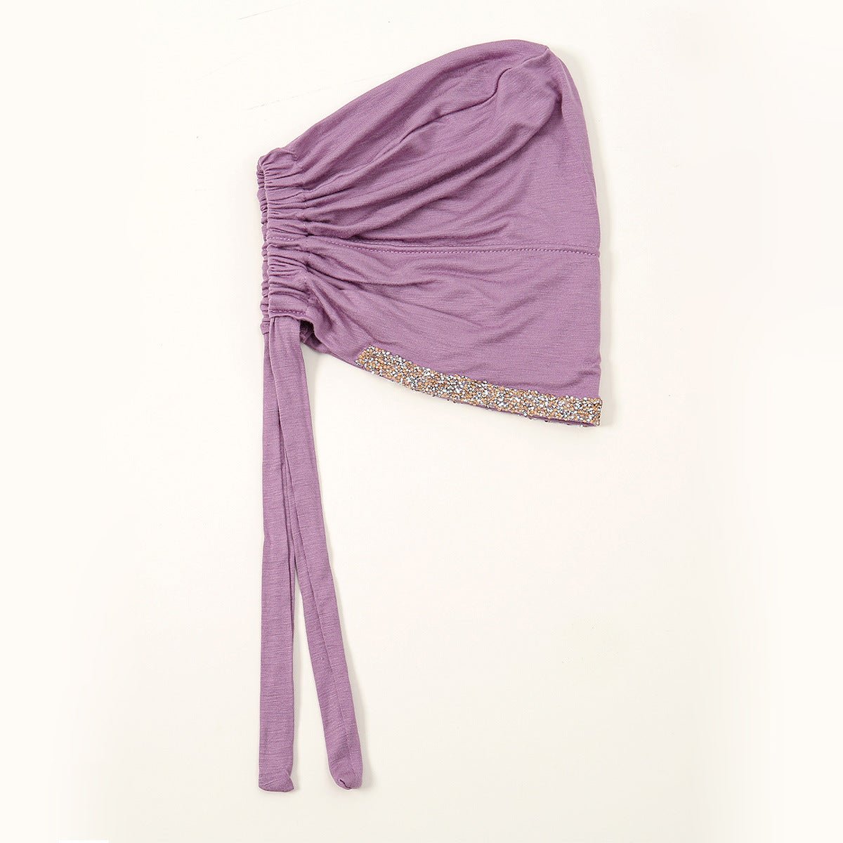 Luxury Modal Cotton Hijab Cap Crystal - Embellished Elastic Lace - Up Undercap with Breathable Design. (MH115) - Mariam's Collection