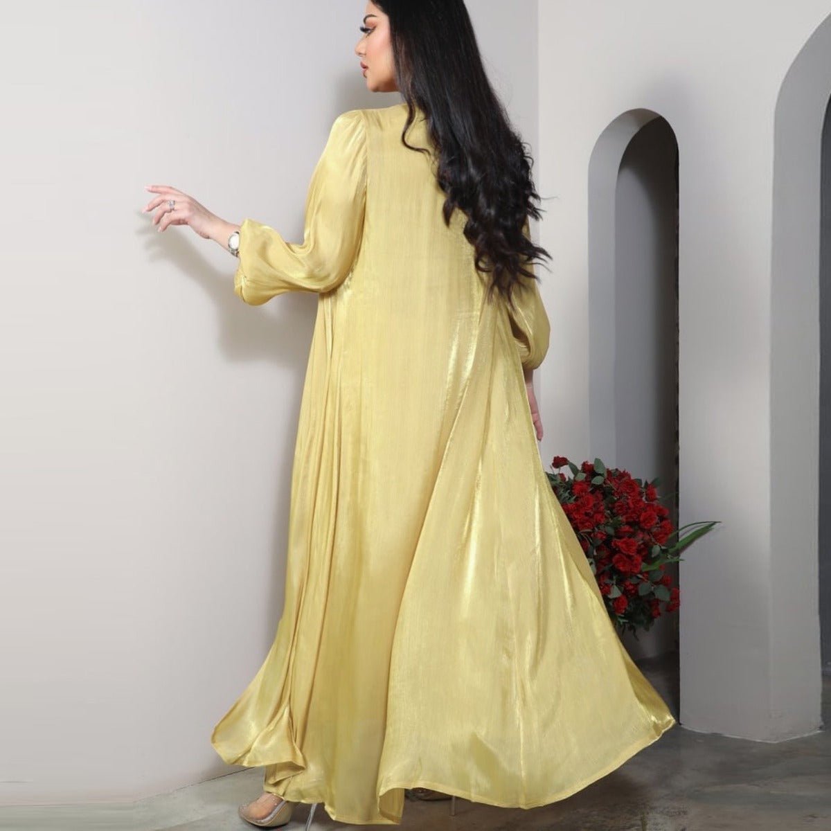 Luxury Modest Fashion Celestial Silk Abaya Set(MOA203) - Mariam's Collection