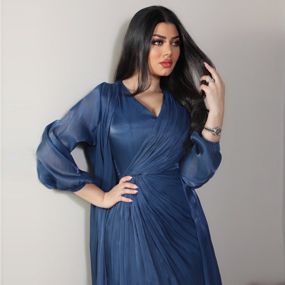 Luxury Modest Fashion Celestial Silk Abaya Set(MOA203) - Mariam's Collection