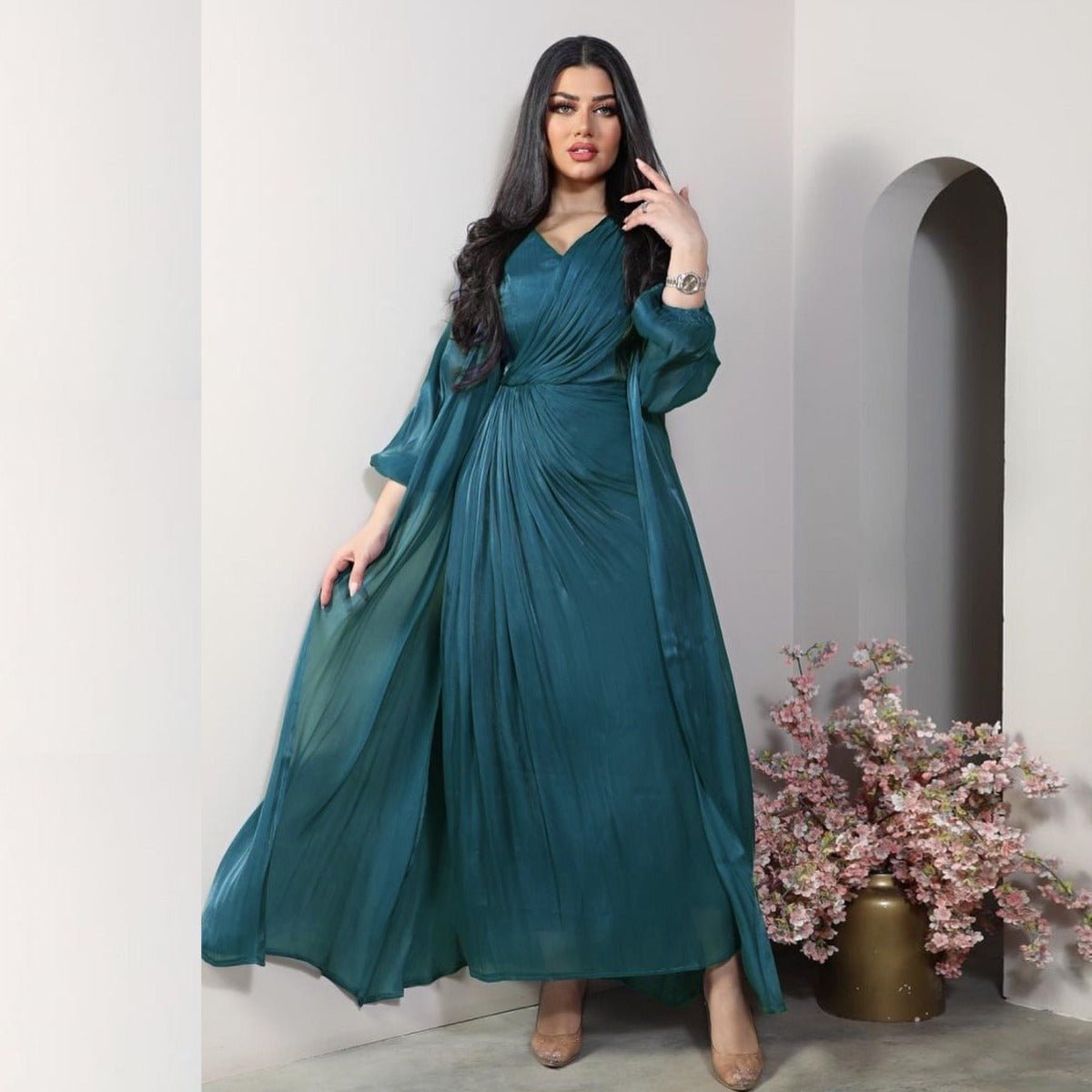 Luxury Modest Fashion Celestial Silk Abaya Set(MOA203) - Mariam's Collection