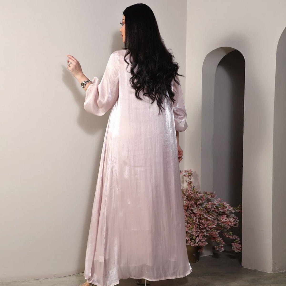 Luxury Modest Fashion Celestial Silk Abaya Set(MOA203) - Mariam's Collection
